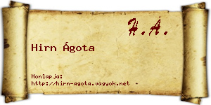 Hirn Ágota névjegykártya